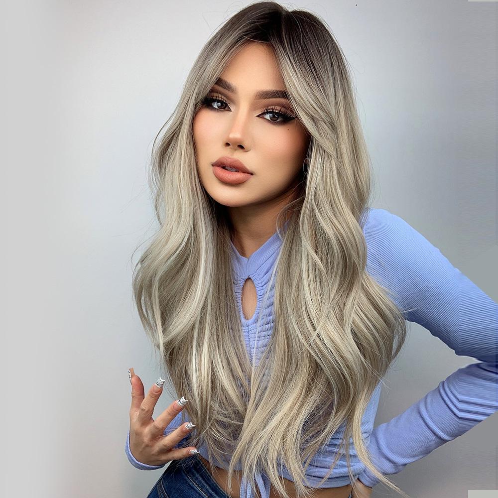 ALAN EATON Long Wavy Synthetic Hair Wigs Cosplay Party Daily Heat Resistant Wigs for Women