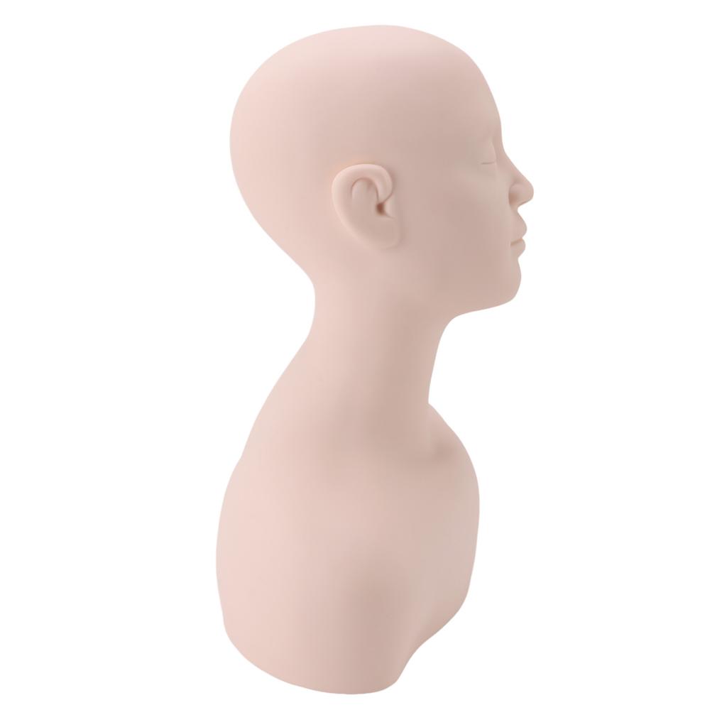 Mannequin Head with Shoulders Soft PVC Mannequin Head Shoulder Model Lifelike Display Manikin Head Bust for Makeup Massage Acupuncture