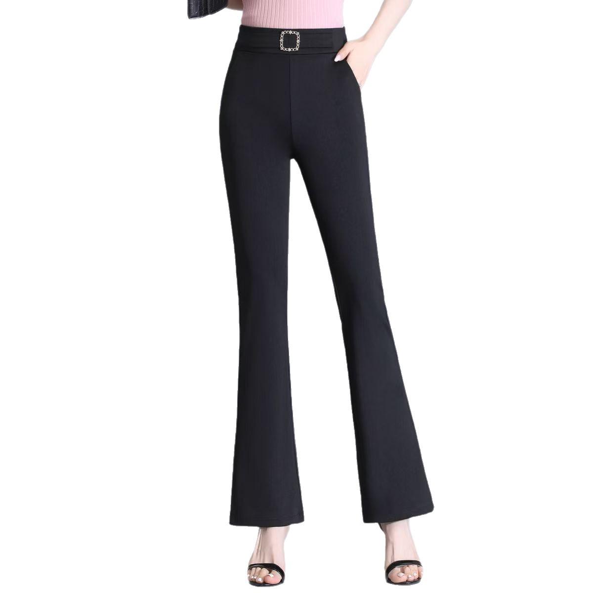 

Women s High-Waisted Micro-Flared Pants: Elastic, Slimming, Plus Size, Versatile, Body-Shaping, Long-Leg Look, with Drape, for Spring & Autumn. 5XL