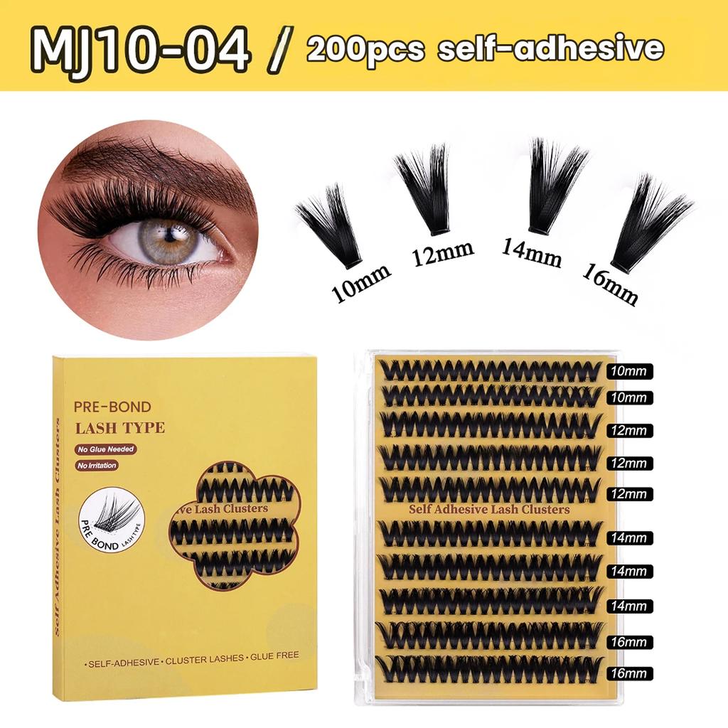 False Eyelashes - Glue-Free DIY Segmented Lashes, Formaldehyde-Free, Voluminous & European Curl, Self-Adhesive Makeup