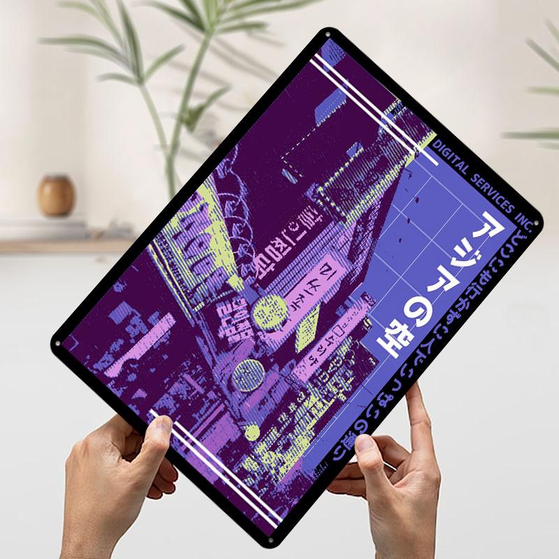 Asian City Street Vibes Printed Poster Customized Wall Art Retro Vintage Metal Tin Signs for Home Room Accessories Office Decor