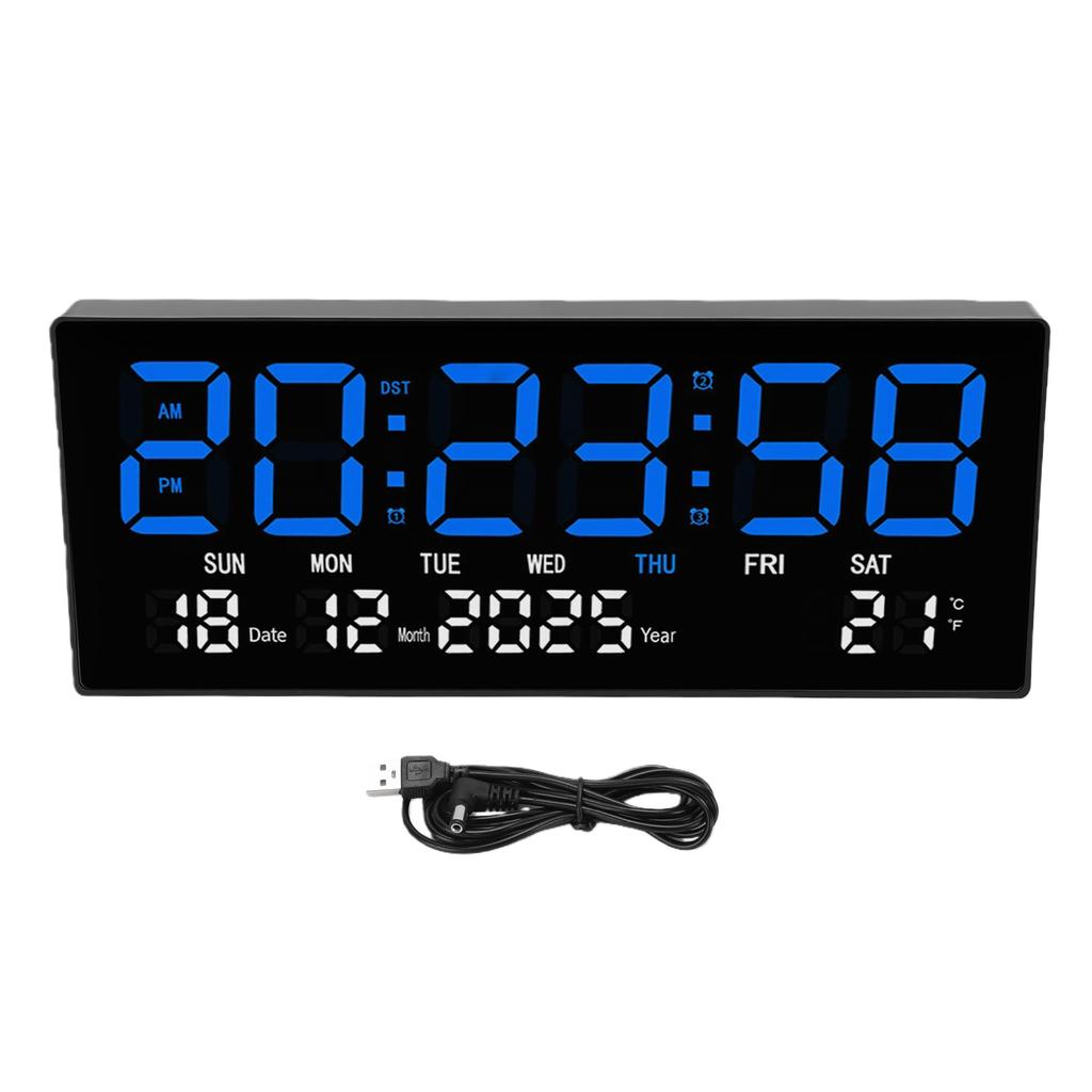 LED Digital Clock with Remote Control Wall Desk Silent Large Display Home School Decor
