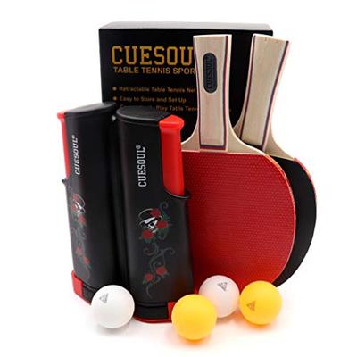 Black Scorpion CUESOUL-II Player Table Tennis Set with 2 Paddles and 4 Balls and Retractable Net