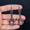 Pink Spiny Oyster 999 Copper Wire Wrapped Earrings, Handmade Gemstone Jewelry Earrings, For Memorial Day
