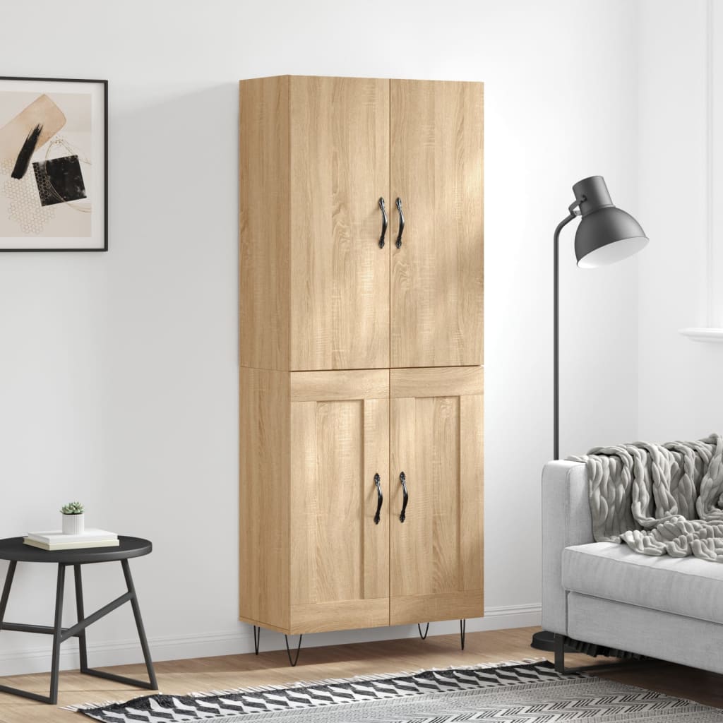 Vidaxl Witrynka, Dąb Sonoma, 69,5X34X180 Cm, Materiał Drewnopochodny