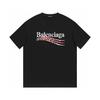 Amerikanischer Trend Buchstabe Logo Aufdruck Rundhals Kurzarmshirt Schwarz S03