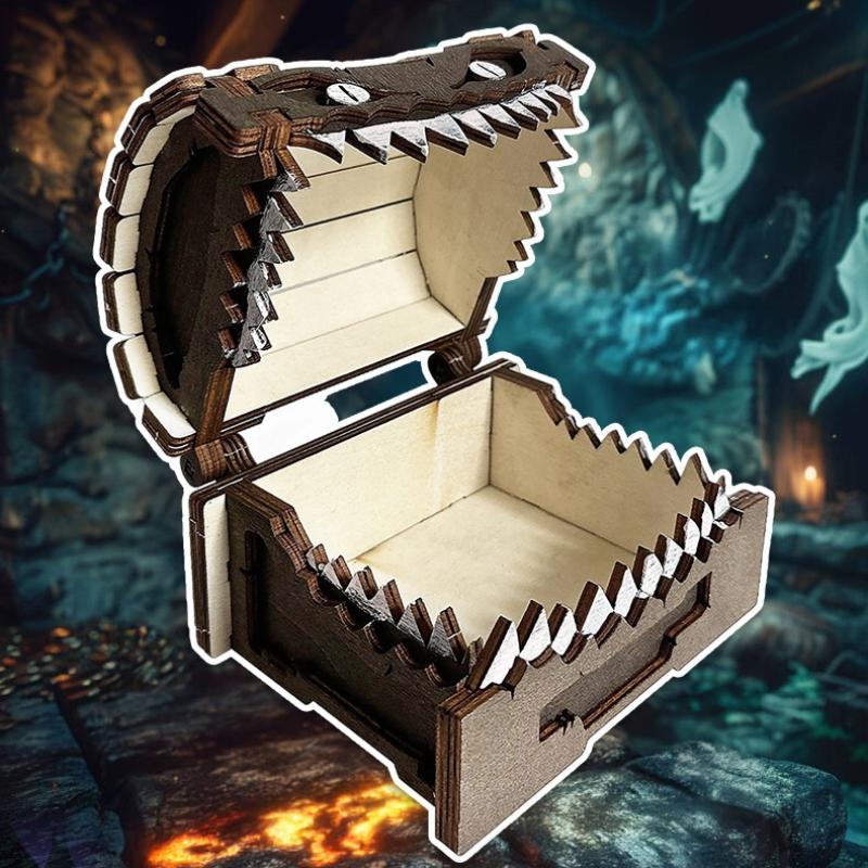 In Stock Dungeons & Dragons Game Figures Wooden Mimic Figure Creative Monster Treasure Chest Figurine Box Halloween Toy Gift
