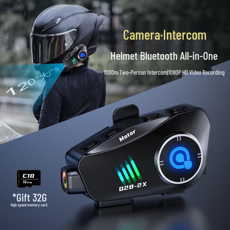 Q282X Motorcycle Bluetooth Helmet with 1080P HD Camera and Intercom System