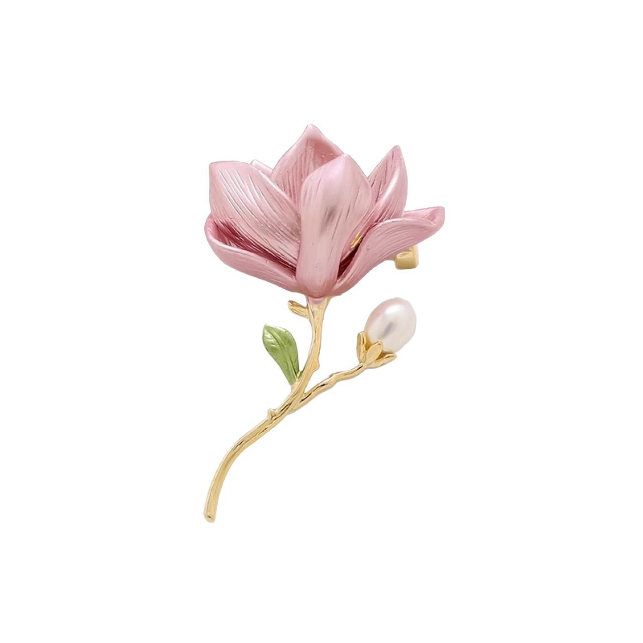 

Pink Magnolia Flower Brooch for Women Pearl Shine Ins Style Elegant Floral Pin Realistic Blossom Alloy Brooch Fashion Jewelry Gift Alloy рожевий