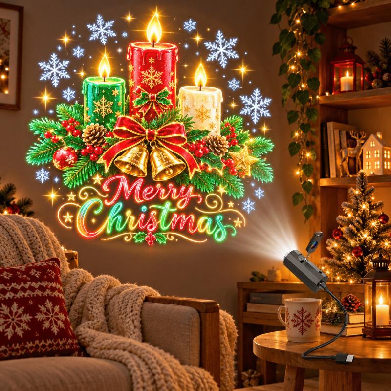 1Set Usb Christmas Theme Projection With 12 Flat Patterns Change Led Projector Decorative Home Lighting