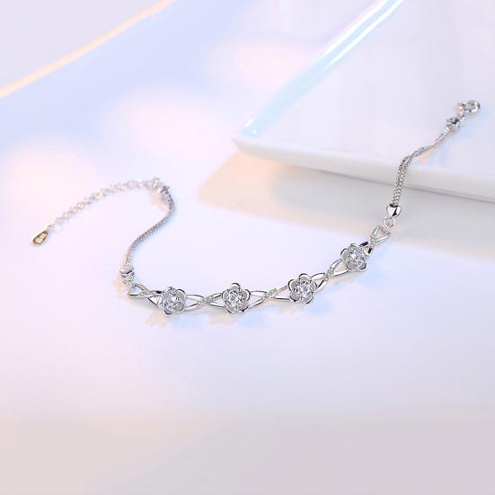 Vintage Plum Blossom Rhinestone Inlaid Women Bracelet Wrist Chain Jewelry Gift