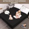 3PC Waterproof Bed Sheet Set Solid Color Moisture-proof Dust-proof Non-slip Mattress Protector Soft Comfortable Bedding Set Deep Pocket Bed Sheet