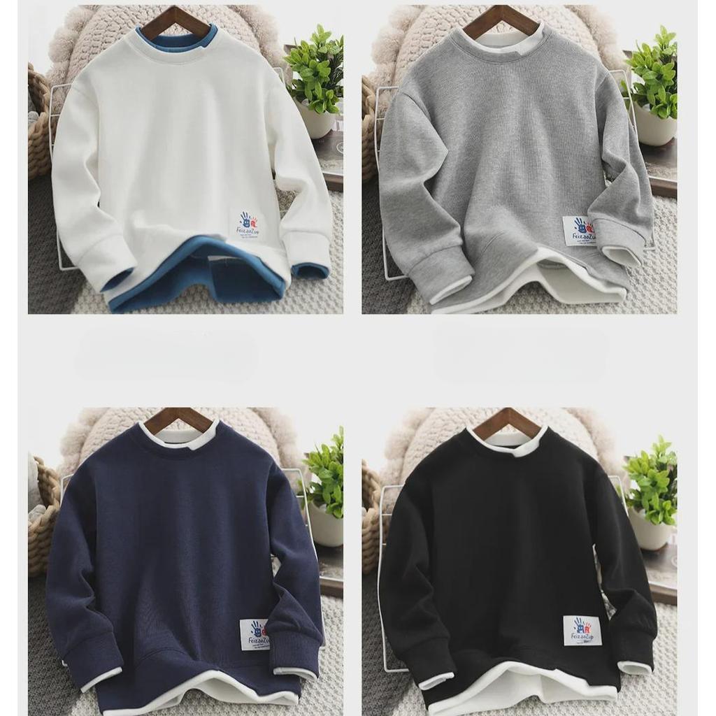 Jungen Sweatshirt mit kurzen Ärmeln im koreanischen Stil - Mode, Zwei-in-Eins-Design