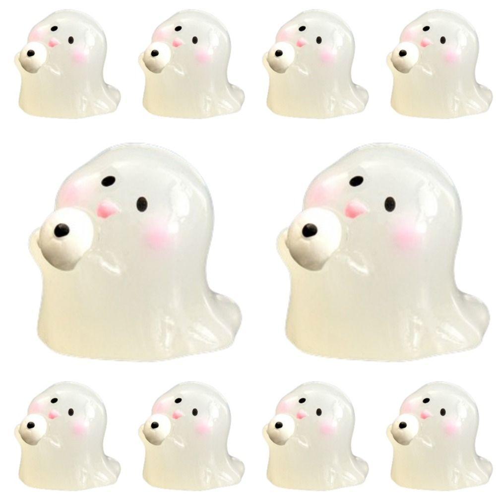 10Pcs Light In The Dark Ghost Figurines Miniatures Ghost Statue  Home Office Desktop Decor