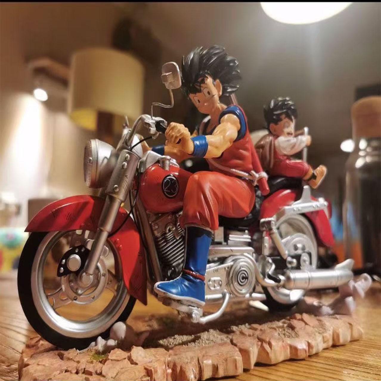 Dragon Ball Anime Figure Goku Son Gohan Goku Action Figure Father And Son Motorcycle Collection Doll Model Toys Gift красный