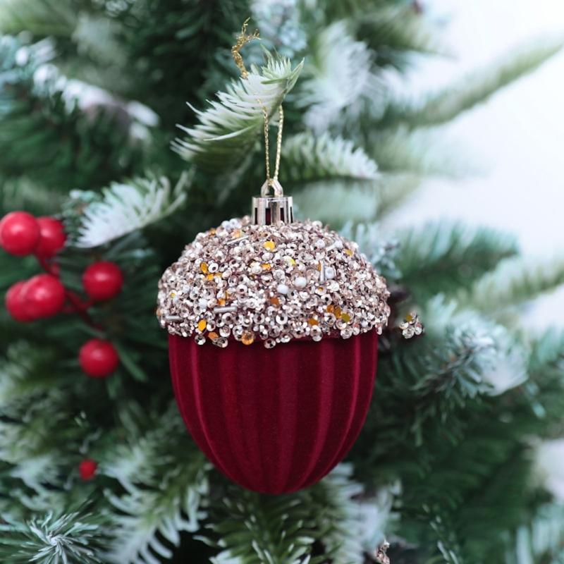 4 Bucăți Globuri de Crăciun Catifelate Strălucitoare Decorațiuni Premium de Sărbători Pentru Case Geam Decorare Petrecere