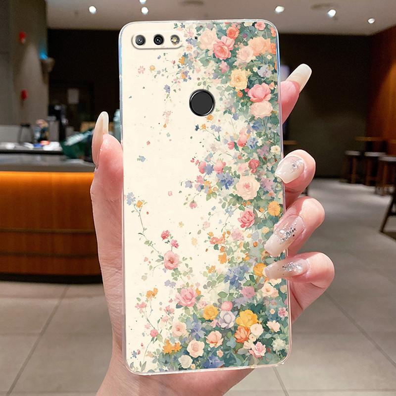For Huawei Nova 2 Lite Case Cover Flowers Butterfly Clear Soft TPU Silicone Bumper for Huawei Y7 Y 7 Prime 2018 Phone Casing