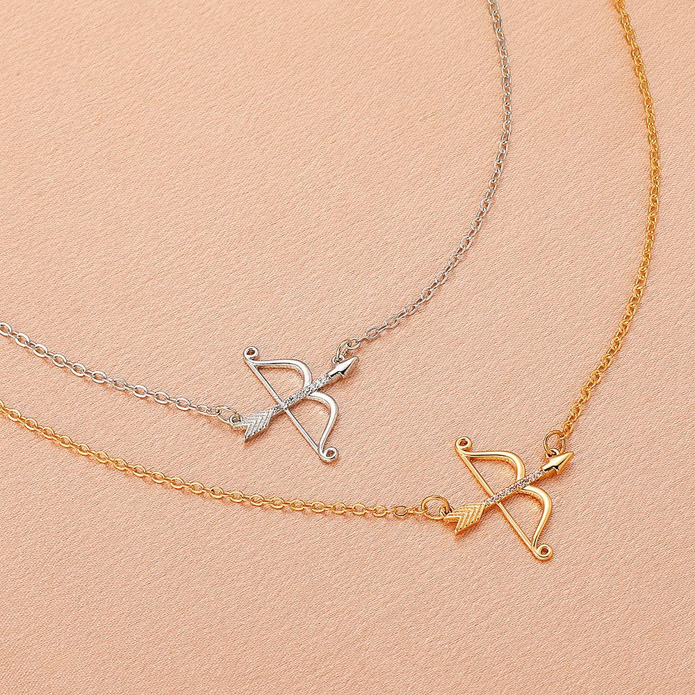High quality 2026 bow and arrow collarbone chain, retro zircon Cupid's arrow pendant necklace Valentine's Day Qixi Festival gift
