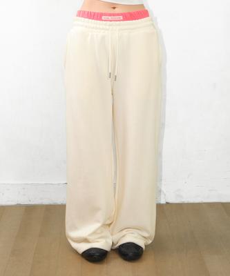 AMES-WORLDWIDE Layered Sweat Pants Cream