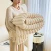 Double Sided Warm Blanket Skin-Friendly Conditioning Quilt New Plush Striped Blankets