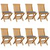 VidaXL Set of 8 Garden Chairs with Cushions, Patio Seats, Balcony Chairs, Outdoor Patio Furniture, Grey 3072933