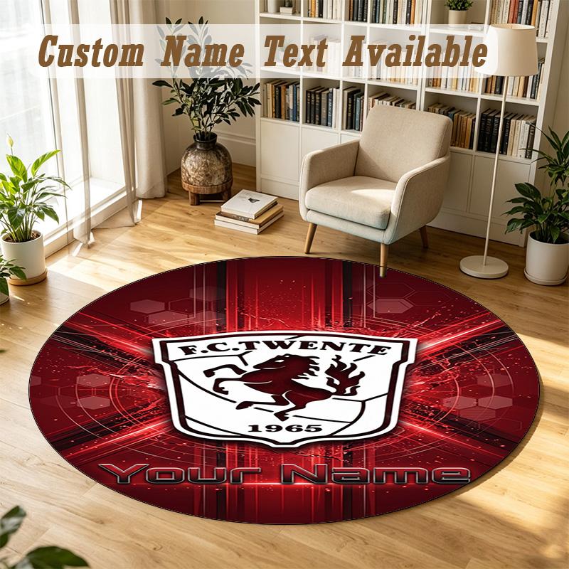 Rond Kleed Gepersonaliseerde NaamFC Twente Patroon Antislip Tapijt Huis Vloer Decoratie