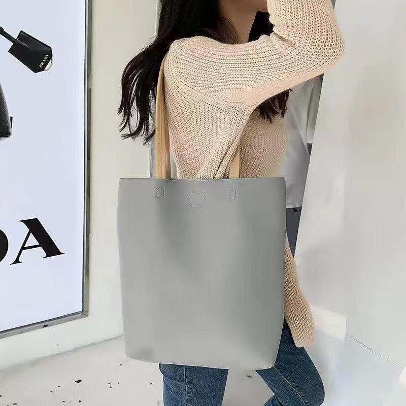 Korean Simple Solid Color Shoulder Bag Large Capacity Commuter Tote Bags Ladies PU Leather Handbags For Women Gifts