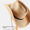 Straw Men's & Women's Adjustable Wide-Brim UV-Protective Cowboy Hat for Outdoor Hiking Summer