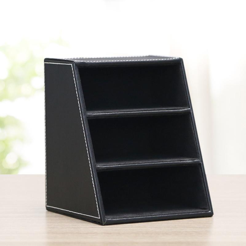 PU-Leder Fernbedienungshalter Schreibtisch-Organizer Aufbewahrungsbox Für TV-Zeitschrift Post Telefon Büro Sortiergitter Kosmetik Stiftehalter