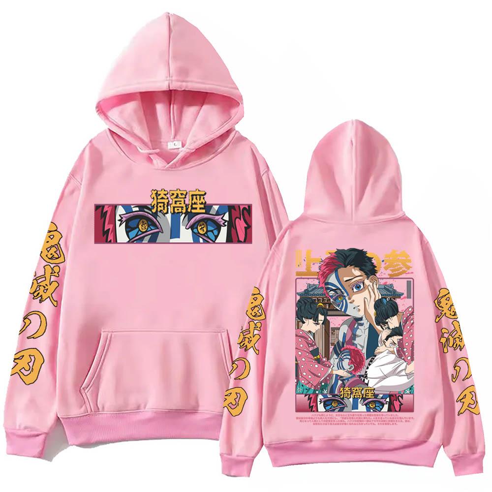 Akaza Demon Slayer Graphic Hoodies Japanese Manga Print Sweatshirt Men Women Fall Winter Long Sleeve Fleece Hooded Streetwear