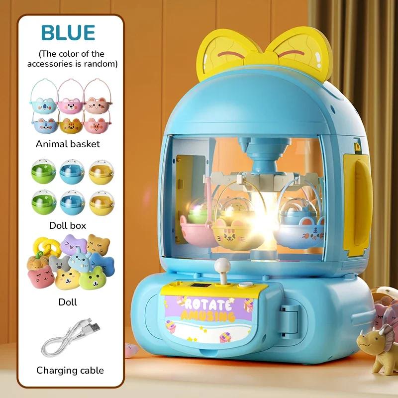 Mini Doll Claw Machine Dolls Stuffed Catch Toy with Music Grabber Girl Toy Crane Game Toys for Girl Boys Christmas Gift Children