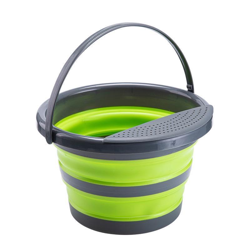 

4L Multifunctional Folding Bucket Portable Folding Bucket Camping Folding Silicone Bucket Outdoor Travel Car Washing Fishing зелёный