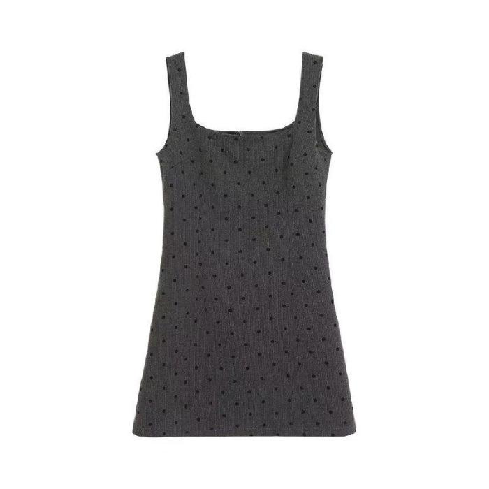 French daughter style polka dot suspender dress set, early spring spice girl bow bottom T-shirt top two-piece set