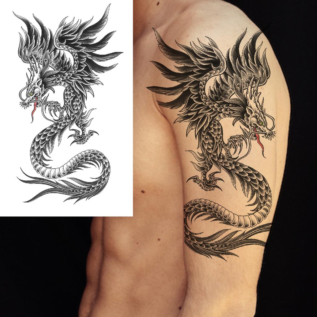 1 Sheet Dragon Temporary Tattoos For Men Women Water Transfer Tattoo Sticker Self Adhesive High Quality Fake Tatoo Arm Forearm