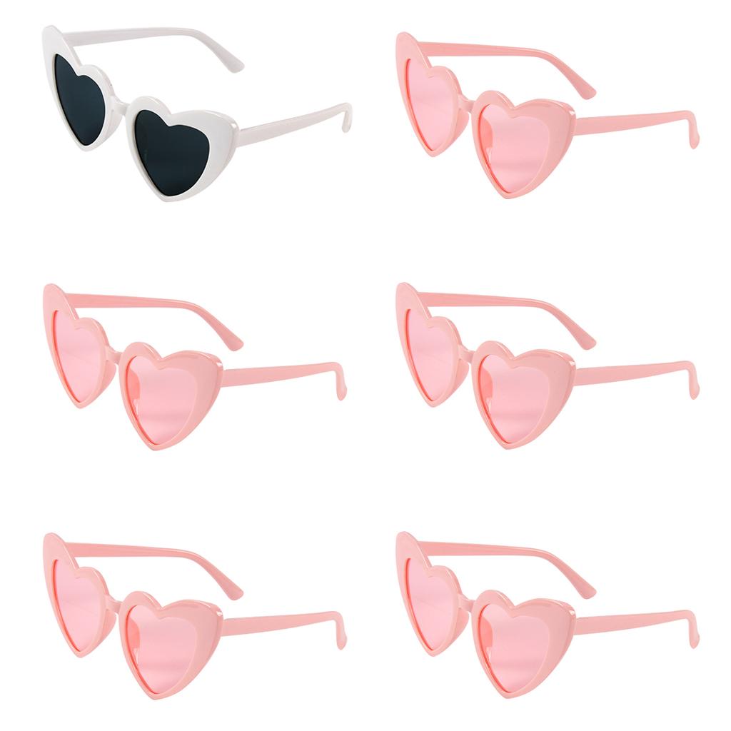 6pcs Bachelorette Party Sunglasses Wedding Bridal Shower Decoration Pink White Heart Glasses Bridesmaid Gifts Hen Party Supplies