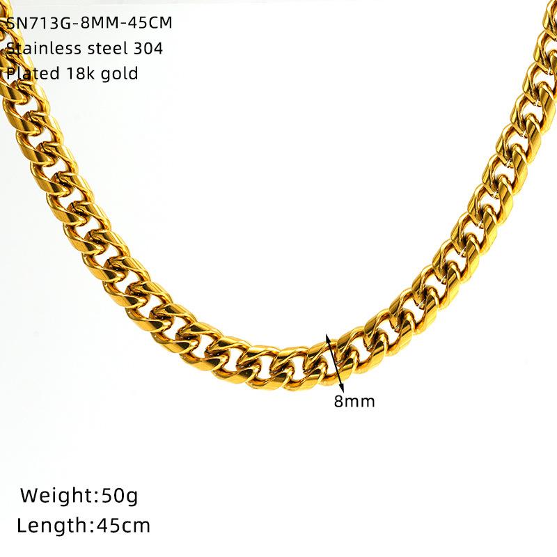 Men'S And Women'S Necklaces Hip-Hop Round Grinding Chains Vacuum Electroplated Gold Titanium Steel Jewelry Stainless Steel Necklaces