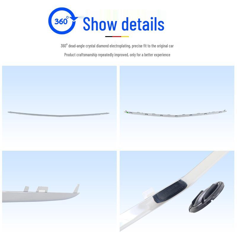 Mercedes-Benz C-Class Decorative Silver Strips: C180 Bumper, C200 Door, C260 Silver, C300 Style.