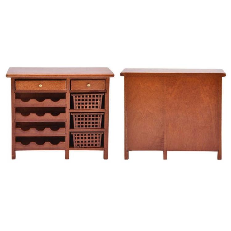 Wooden Wine Storage Cabinet For Model Doll House Kitchen Scene Arrangement 1/12 Miniature Furniture Display Accessory