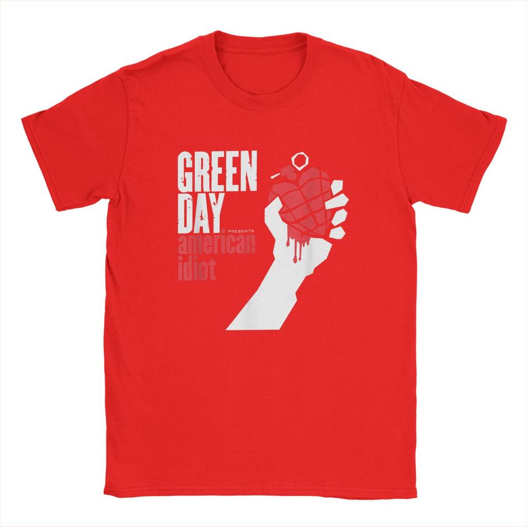 T-shirt da uomo Green Days American Idiot Vintage in puro cotone a maniche corte Harajuku Hip Hop per fan T-shirt girocollo