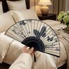 Chinese Style Hand Fold Fan Wooden Handle Classical Dance Fan Portable Bamboo Fan  Home Decor