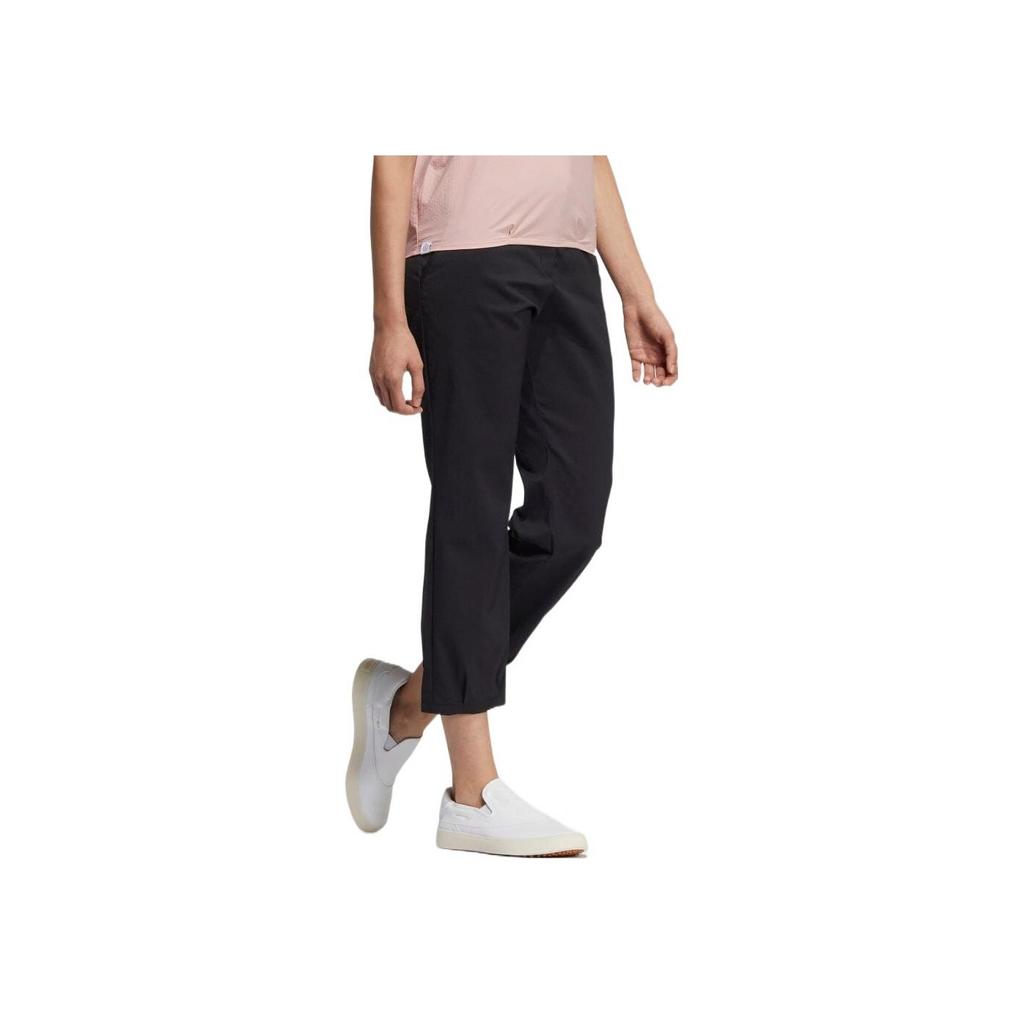 Adidas Solid Color Straight Leg Logo Label Casual Sports Pants Women Bottoms Black H64650