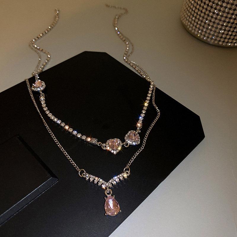 

Подвеска в виде капли любви с бриллиантами, двухслойная, ожерелье, аксессуары, высокая мода и изысканная цепочка для ключицы, новые поступления.