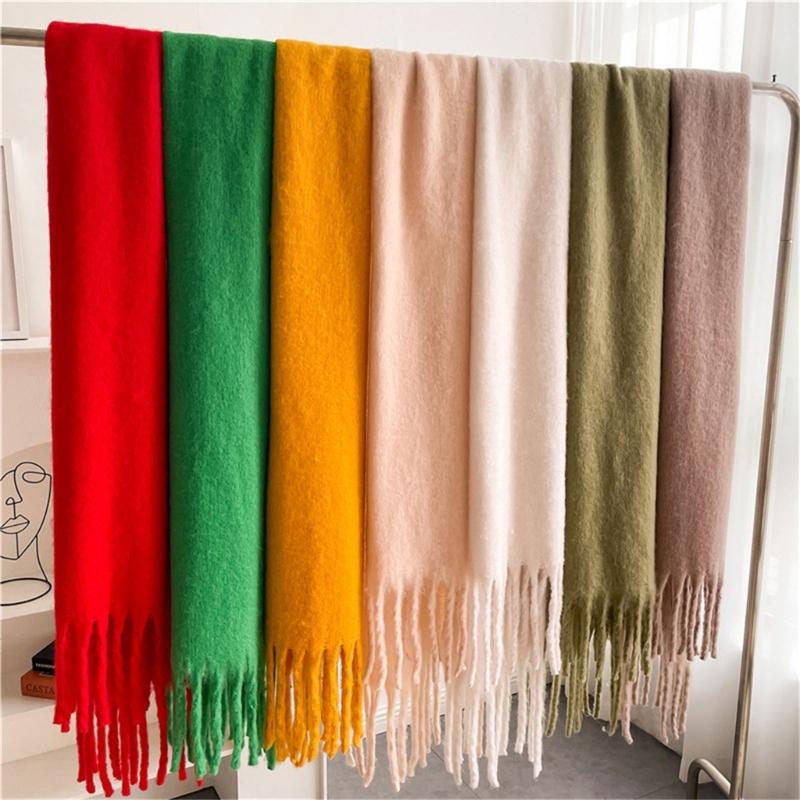 Long Tassels Neckerchief Solid Color Scarf Lightweight Yet Warm Headscarf Shawl For Casual or Formal Wear Daily