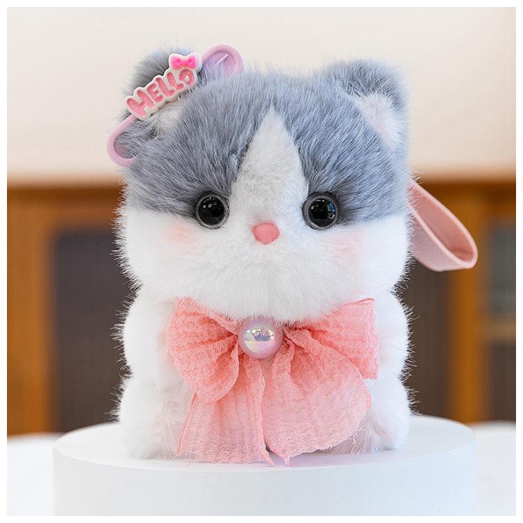 Charming Scented Mini Cat Rabbit Plush Keychain Ornament for Desk Decompression