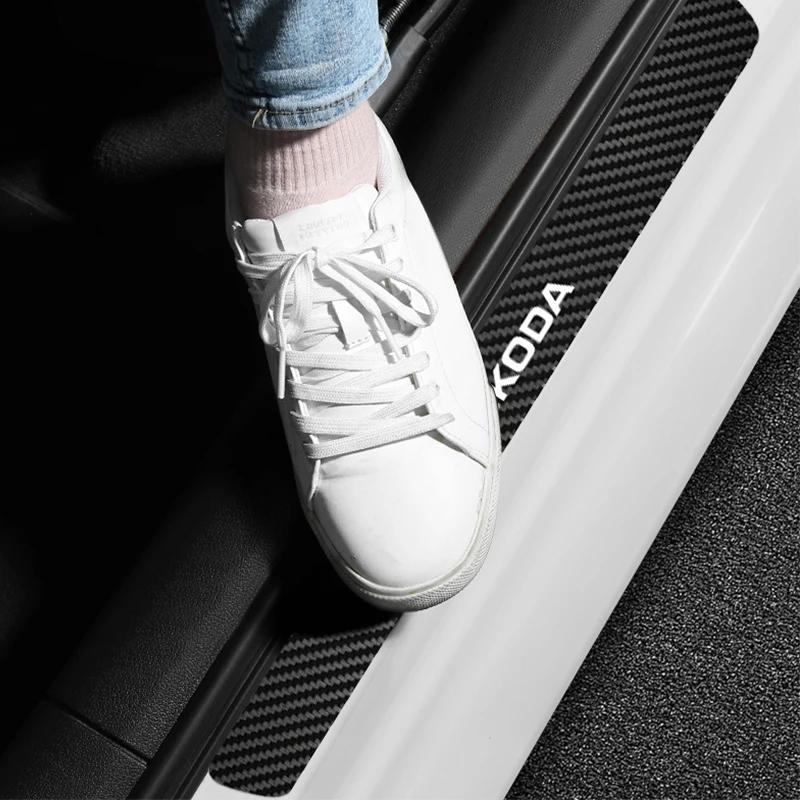 2025 Horká prahová lišta s miskou na kliku dveří Ochranné nálepky na auto proti poškrábání Pro Skoda Octavia SUPERB RAPID KAROQ FABIA YETI