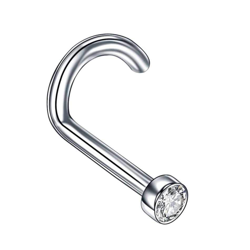1 Stück G23 Titan Kristall Nasenstecker Piercing 18G 20G Nasenschraube Nazir Piercing Nasenflügel Ohrring Nasenring CZ Körperschmuck