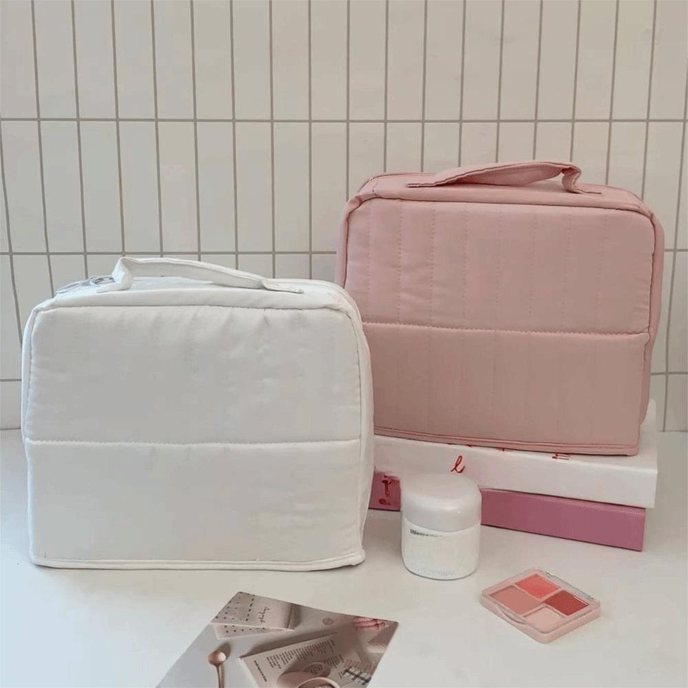 Standable Women Makeup Bag Solid Color Travel Luggage Bag Portable Cosmetic Organizer Daily