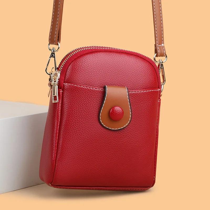 Pu Leather Shoulder Satchel For Lady Soild Color Compact Phone Purse And Handbag Women Luxury Design Crossbody Bags