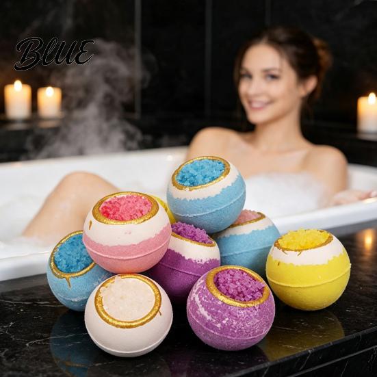 Bombe da Bagno per Pelli Secche 100G Bombe Artigianali al Sale Marino Estratti di Piante Naturali Oli Essenziali Frizzanti Palla Rilassante Palla Idratante per la Doccia