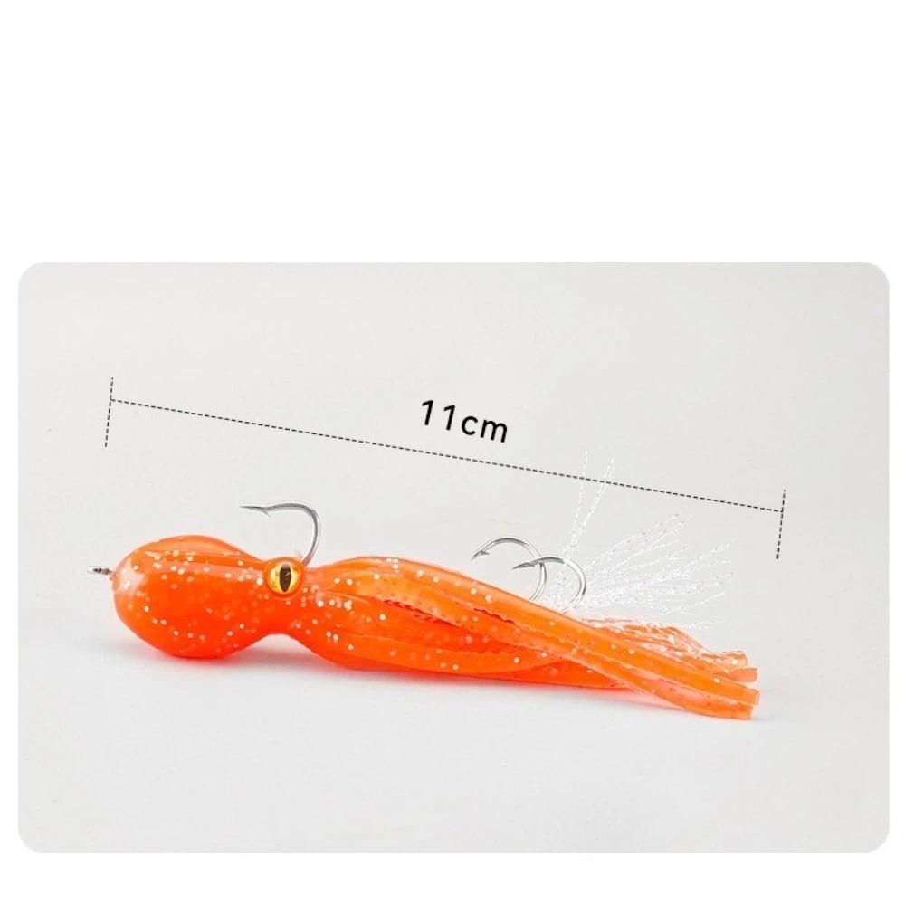 2pcs Built-in Counterweight Fishing Lure 11cm Length 22g Weight Artificial Bait Long Tail Silicone Material Squid Skirts